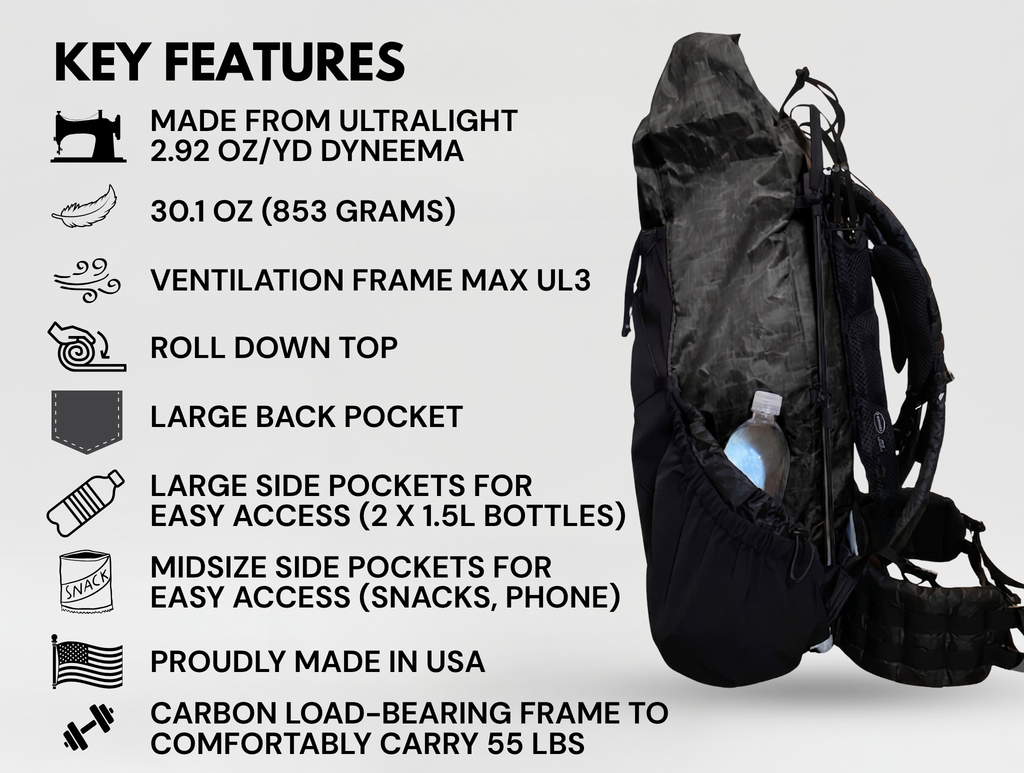 50L Dyneema Pack + UL3 Frame