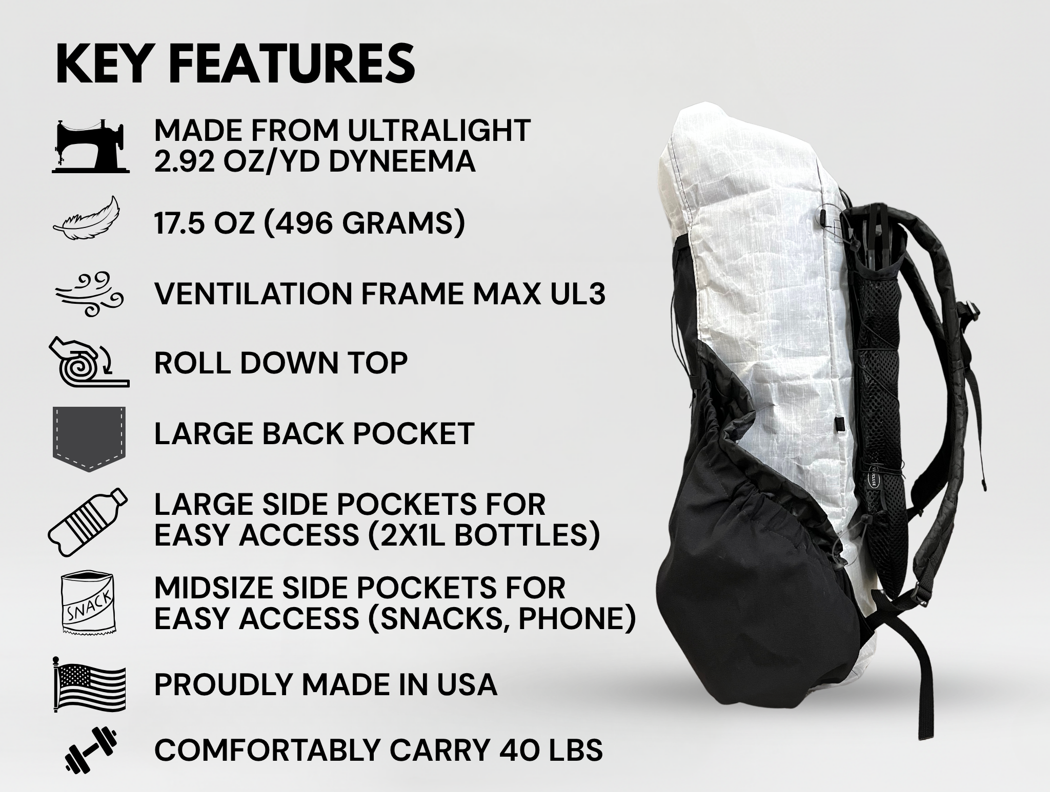 25L Dyneema Pack + UL3 Frame