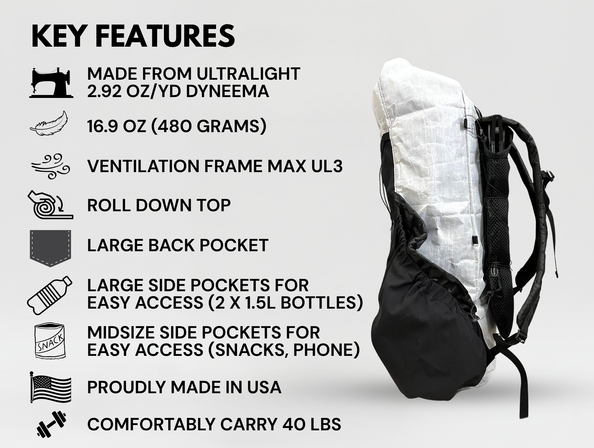 25L Dyneema Pack + UL3 Frame