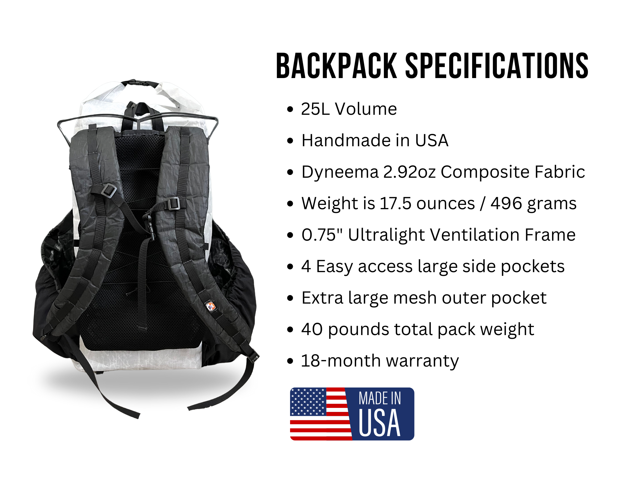 25L Dayhike UL Framed Backpack with Mega-Pockets
