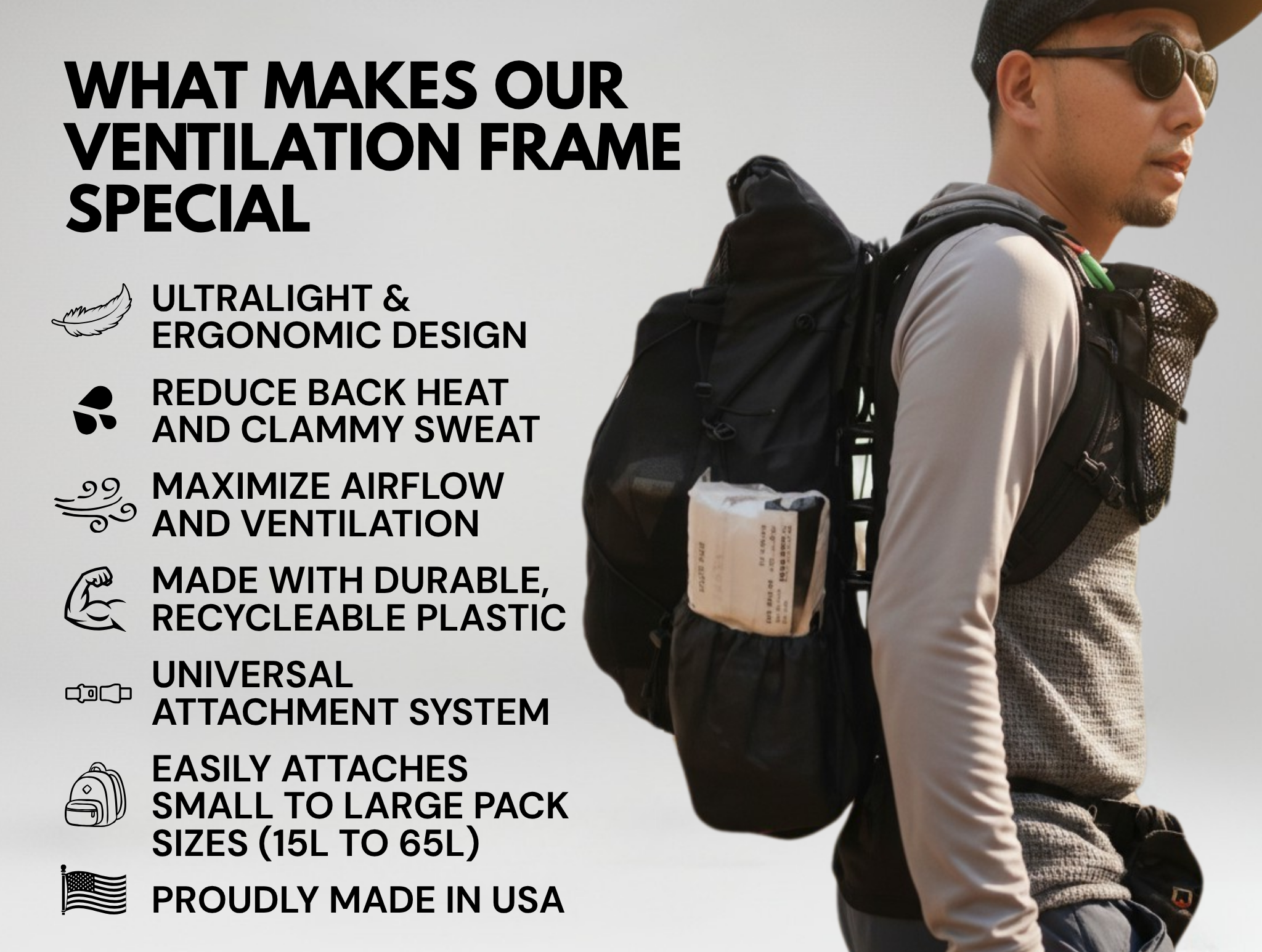 Ultralight Ventilation Backpack Frame by Vaucluse Gear - Increase Ultralight Ventilation Backpack Frame by Vaucluse Gear - Increase