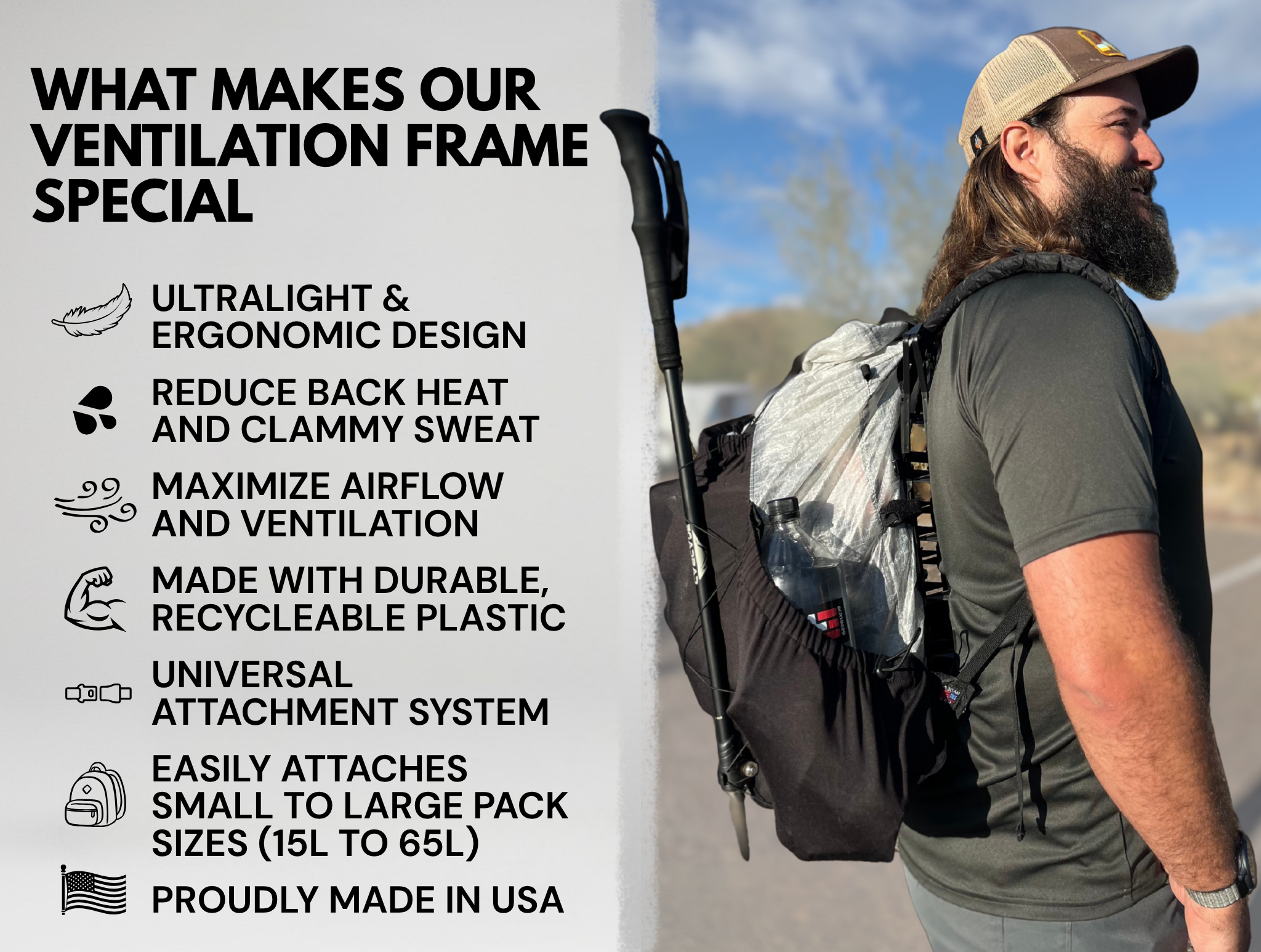 Vaucluse Ultralight Ventilation Backpack Frame - Increase Back Vaucluse Ultralight Ventilation Backpack Frame - Increase Back