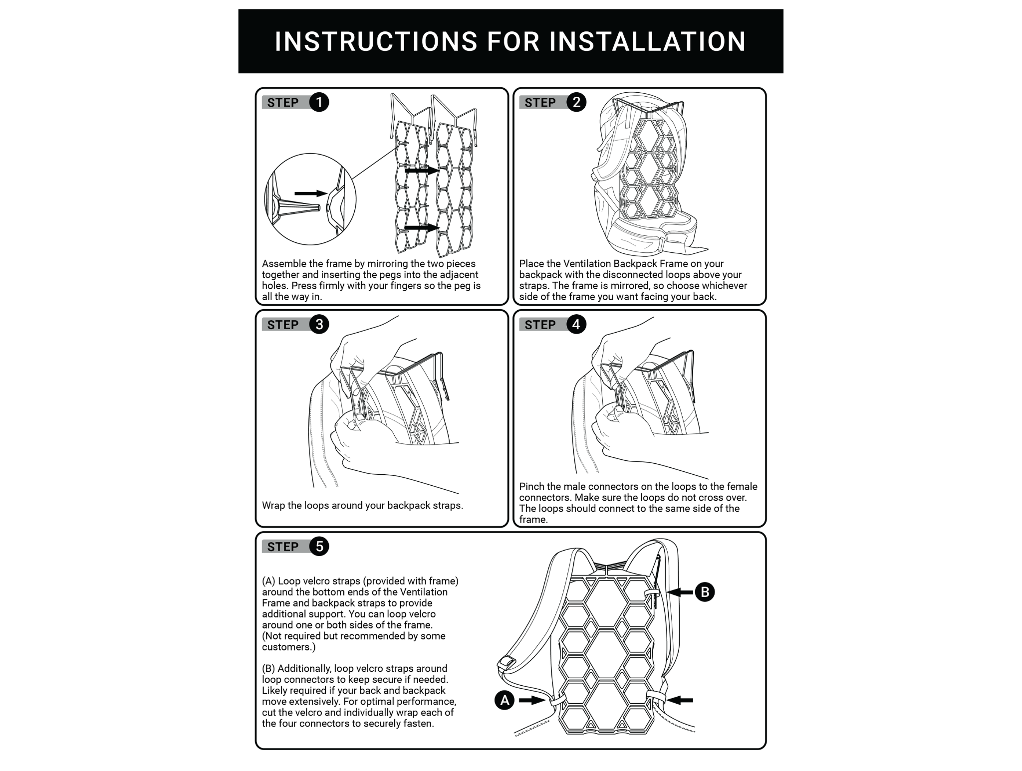 Ultralight Backpack Ventilation Frame